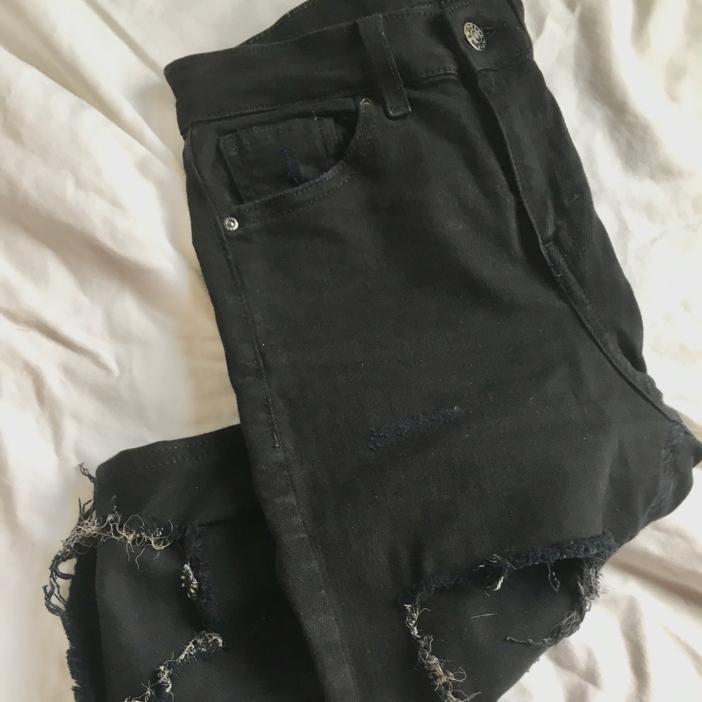 Top Shop Moto Black Distressed Jeans